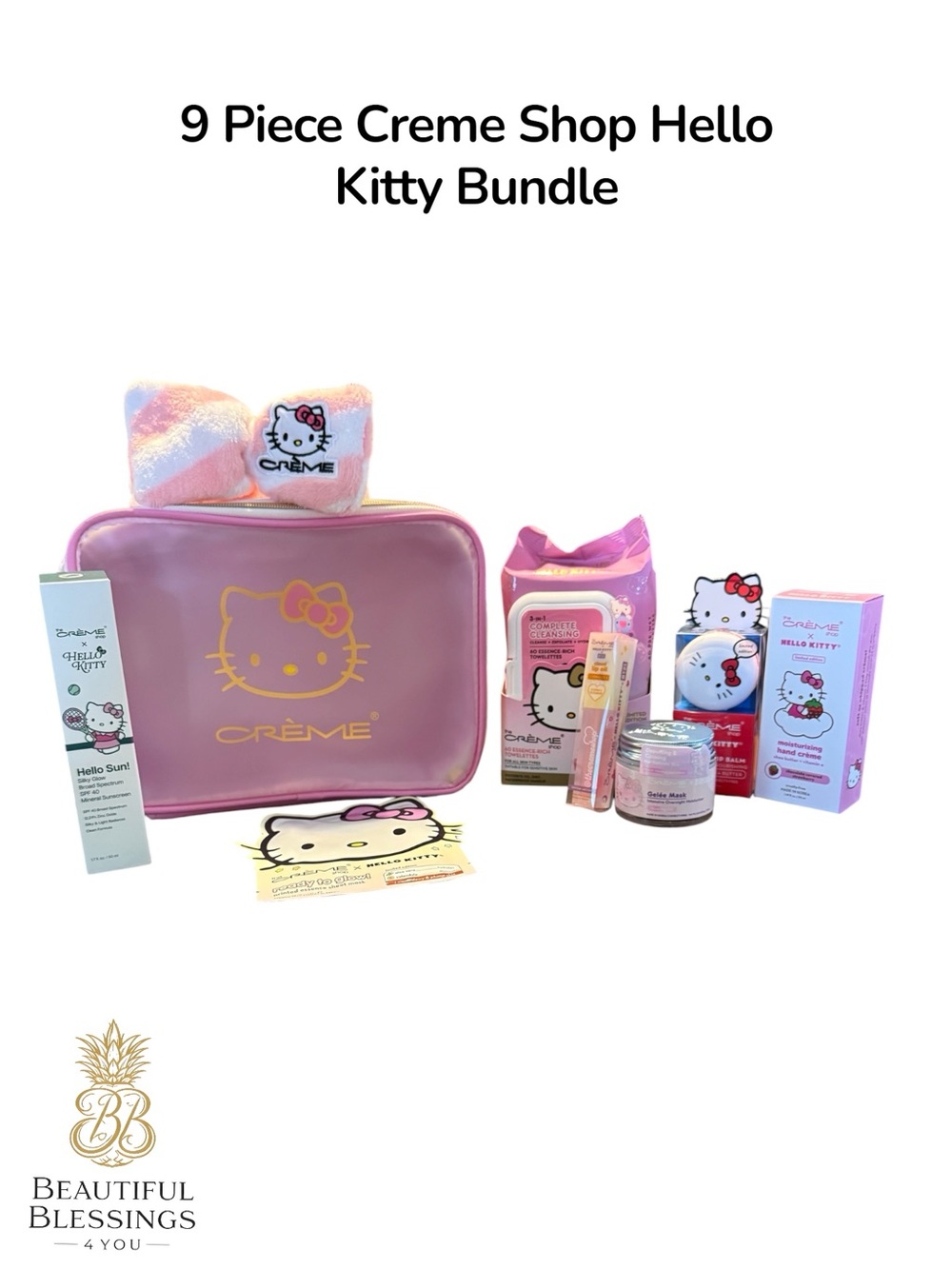 The Crème Shop Hello Kitty 9 Piece Cosmetics/Facial Bundle $100+ Retail